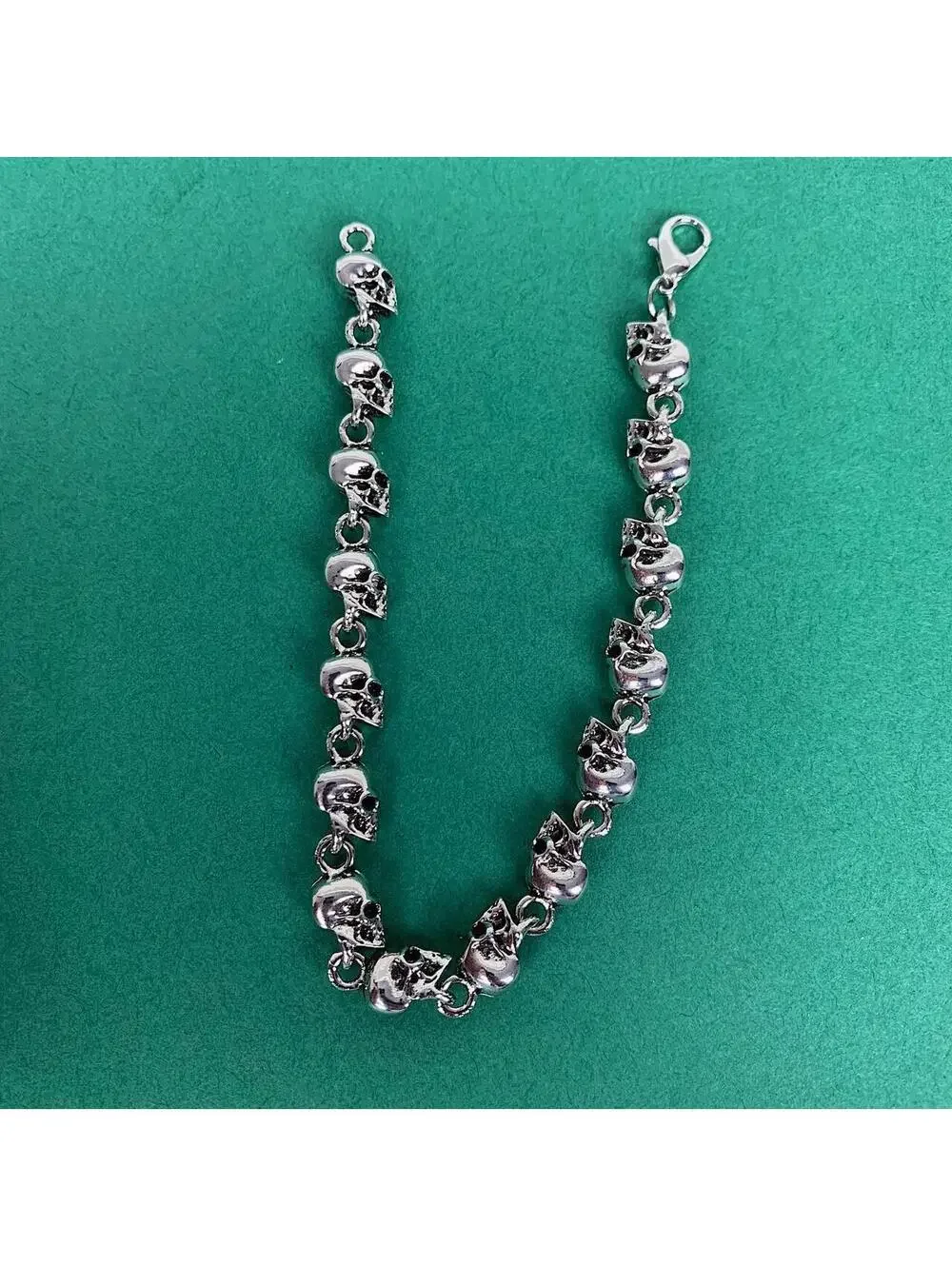 Emo Y2K Punk Style Skull Head Silver Bracelet. Great Quality!